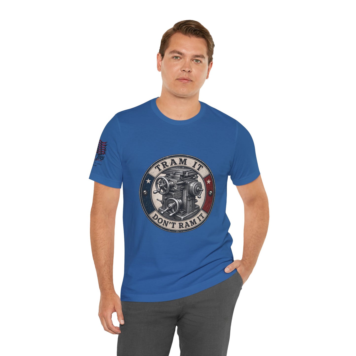 Knee Mill Machinist Tee — Tram It, Don't Ram It