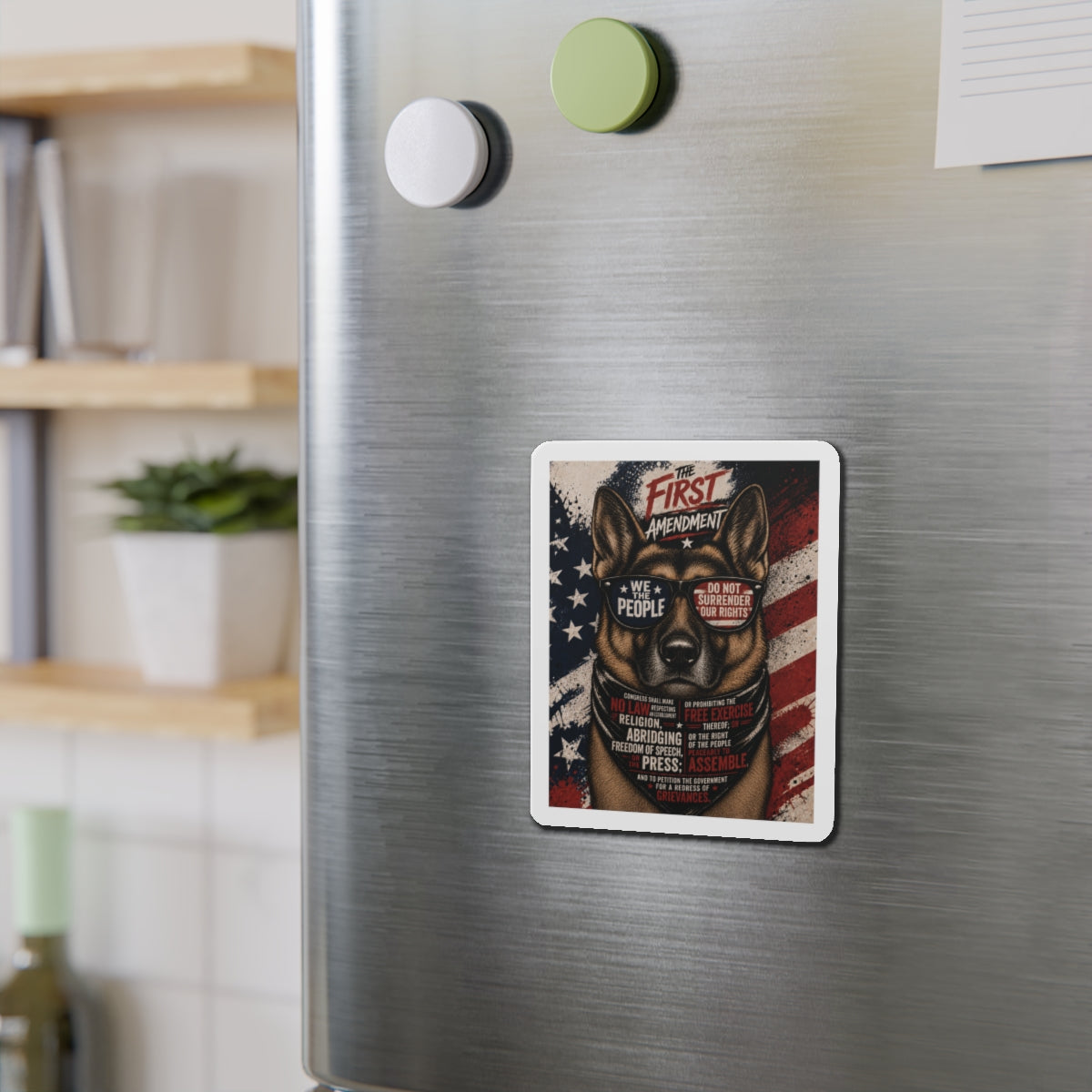 First Amendment — German Shepherd Die-Cut Magnet