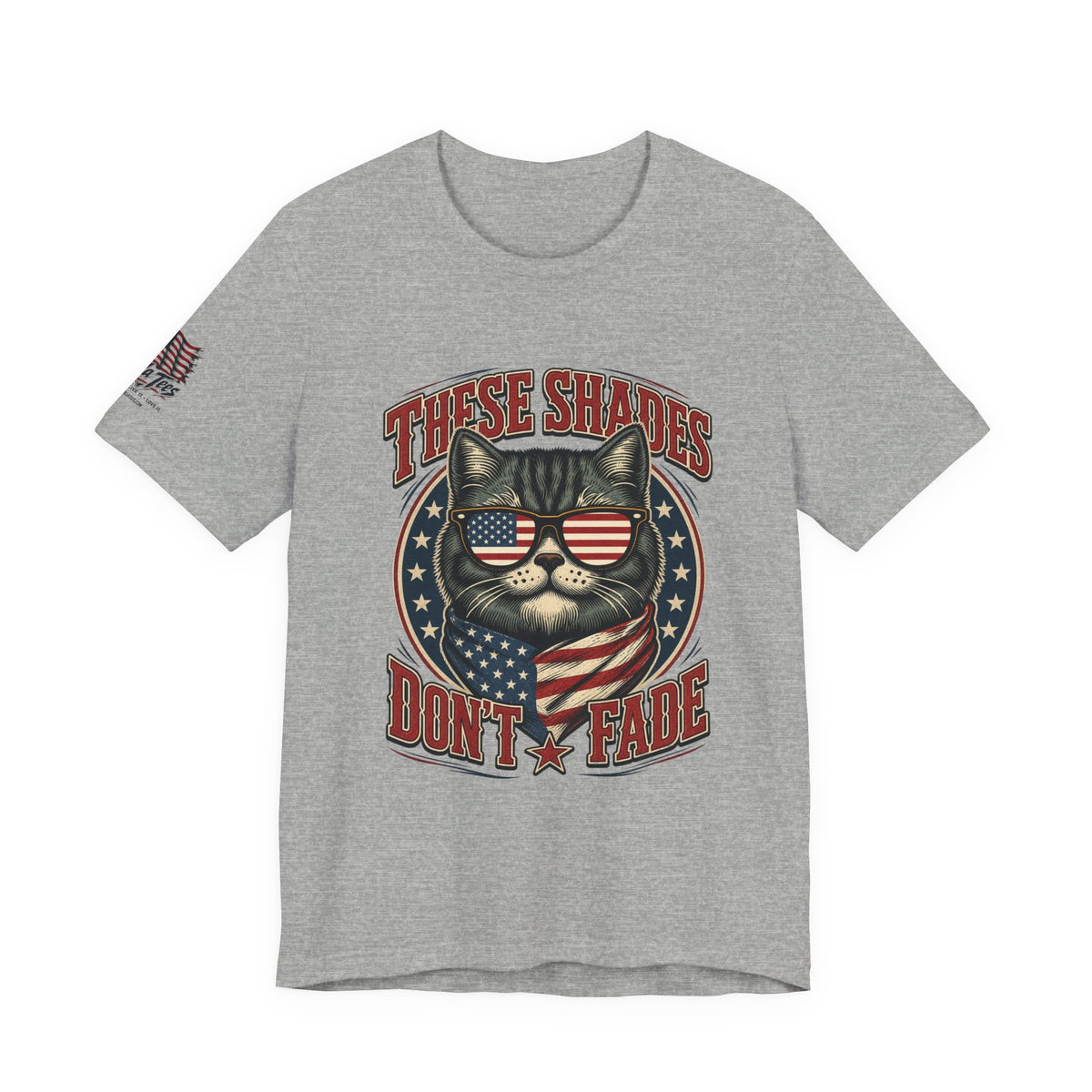 These Shades Don't Fade — Tabby Cat American Flag Tee