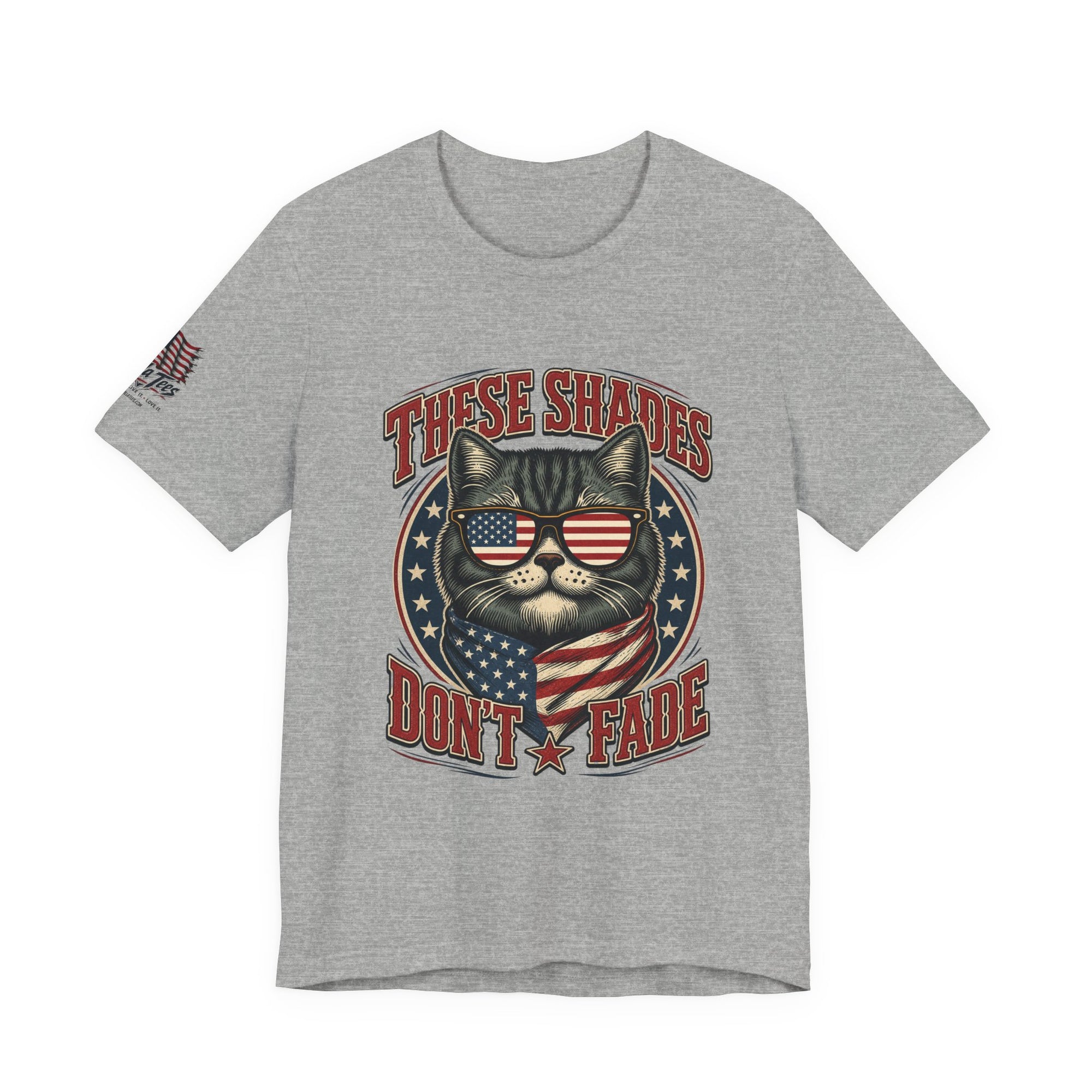 These Shades Don't Fade — Tabby Cat American Flag Tee
