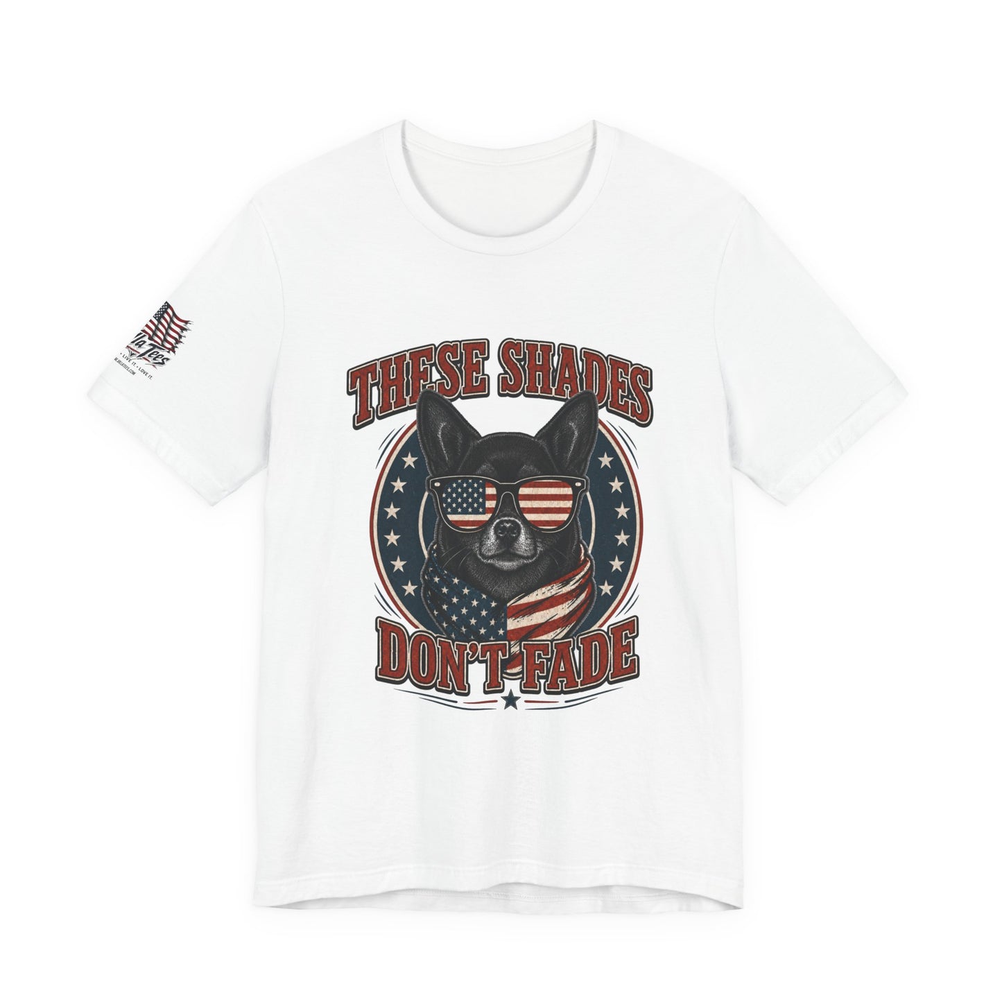 These Shades Don't Fade — Black Chihuahua American Flag Tee