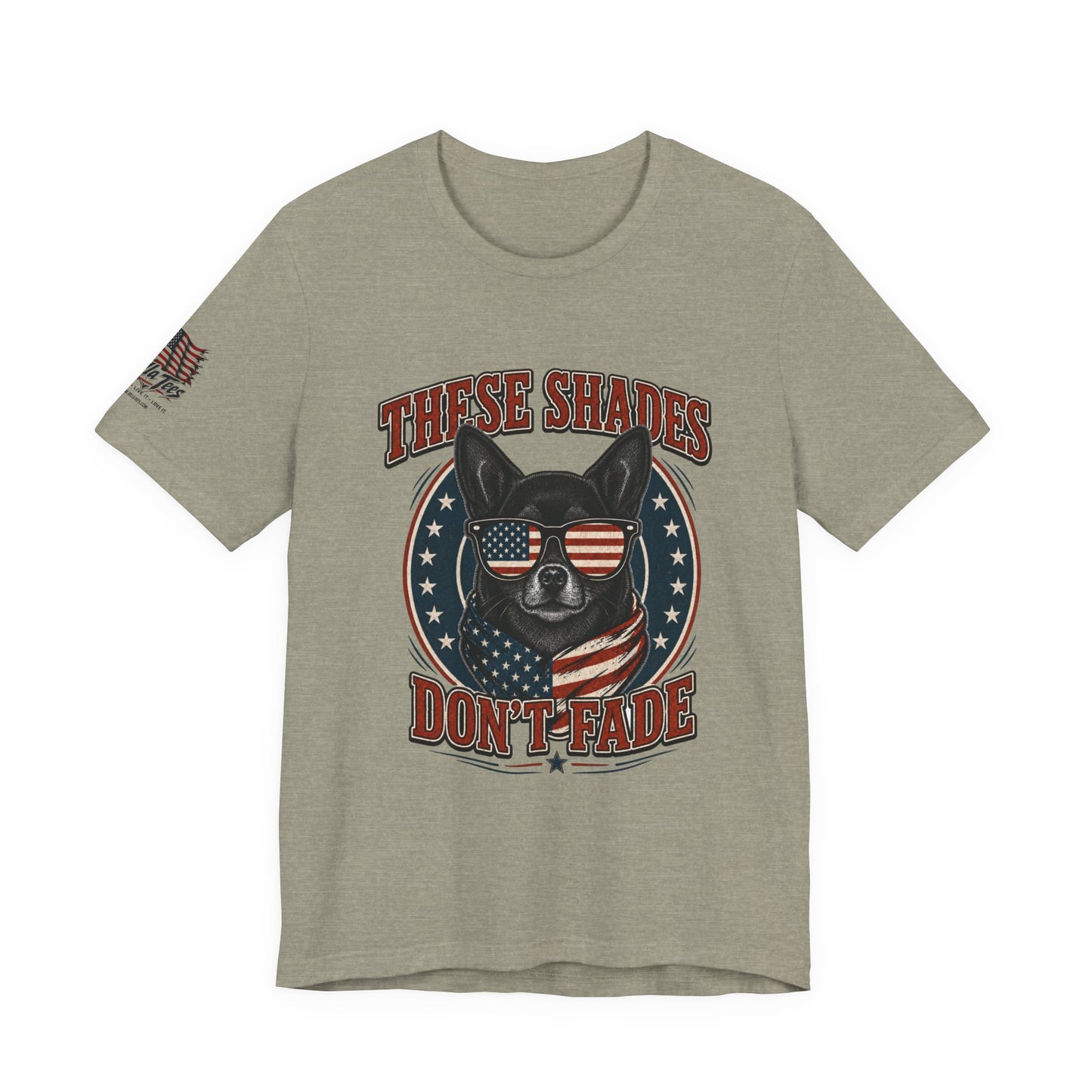 These Shades Don't Fade — Black Chihuahua American Flag Tee
