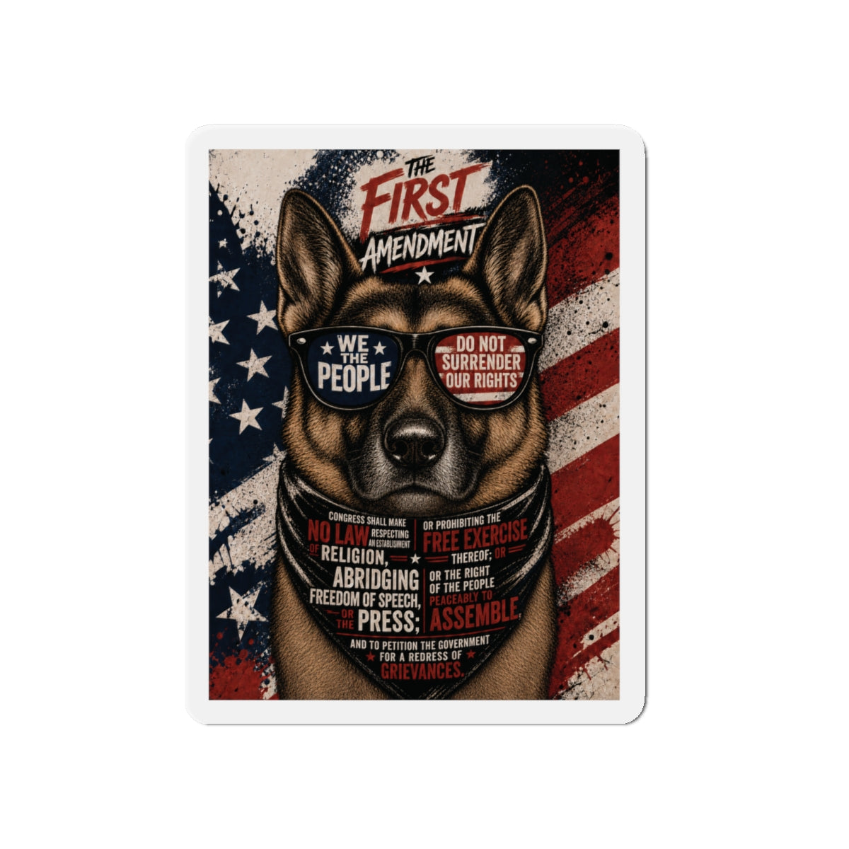 First Amendment — German Shepherd Die-Cut Magnet