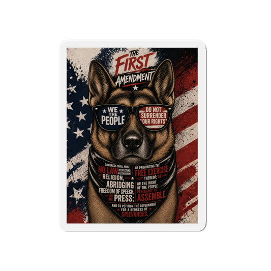 First Amendment — German Shepherd Die-Cut Magnet
