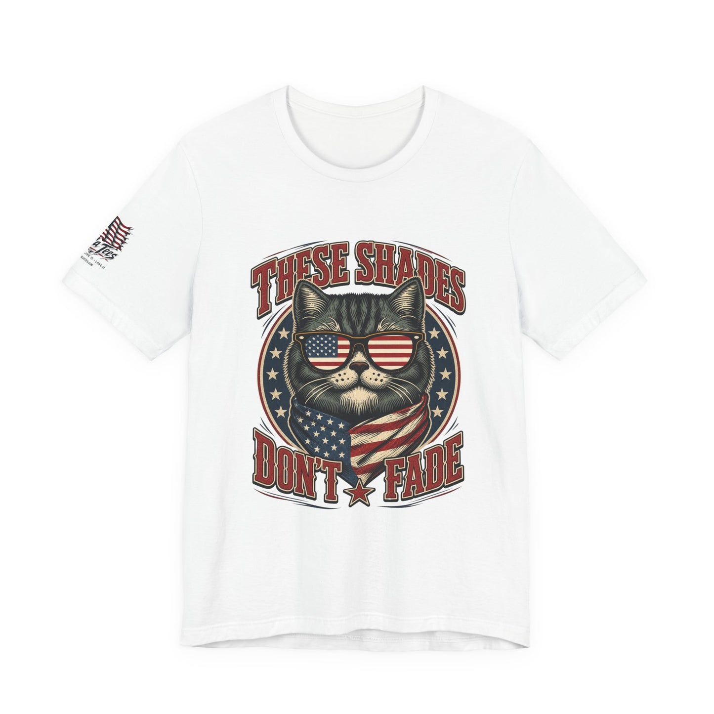 These Shades Don't Fade — Tabby Cat American Flag Tee