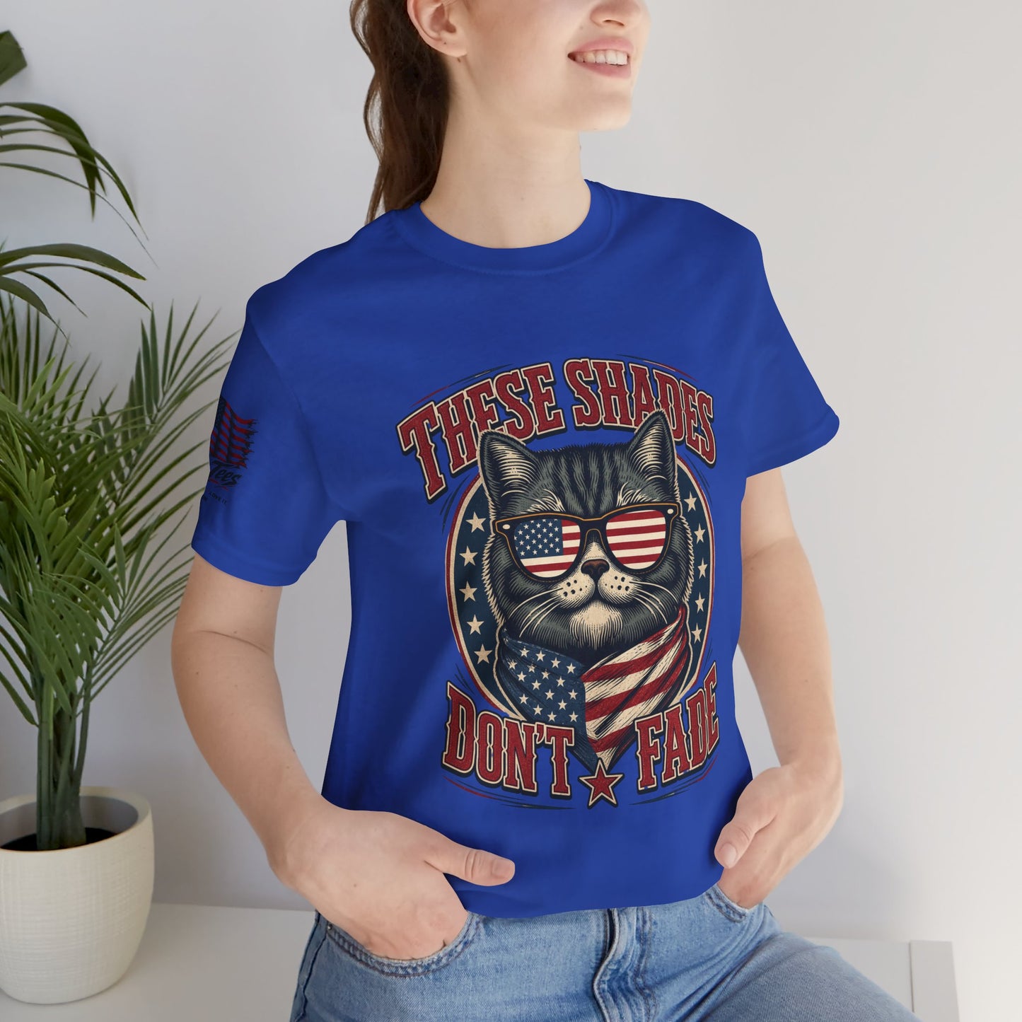 These Shades Don't Fade — Tabby Cat American Flag Tee