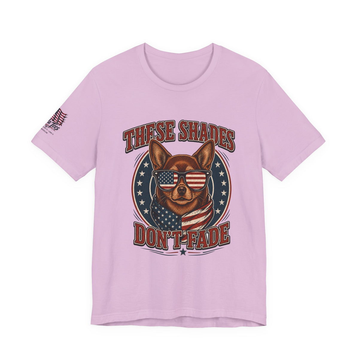 These Shades Don't Fade — Brown Chihuahua American Flag Tee