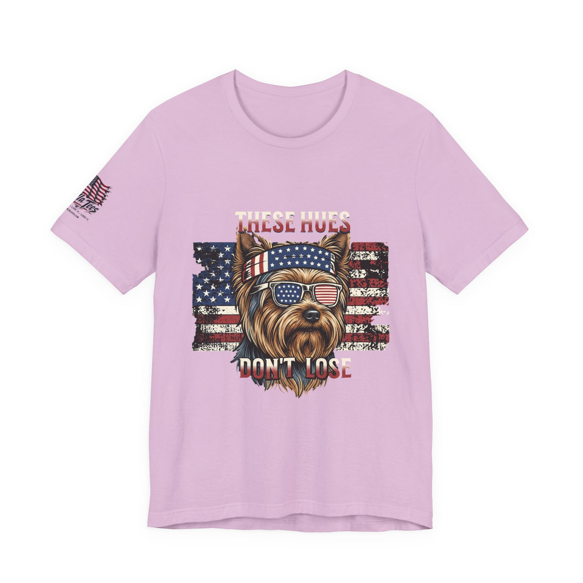 These Hues Don't Lose — Yorkie American Flag Tee