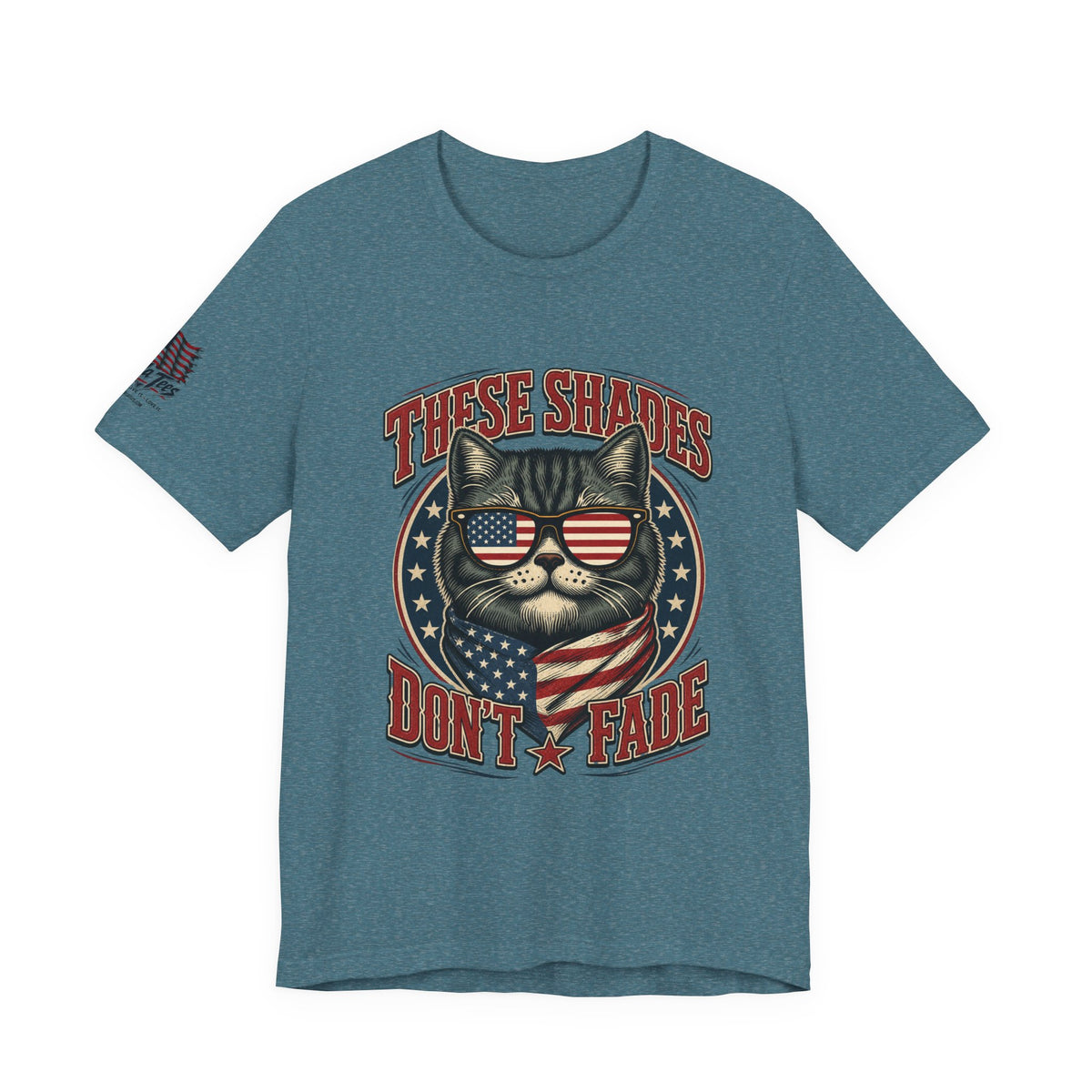 These Shades Don't Fade — Tabby Cat American Flag Tee