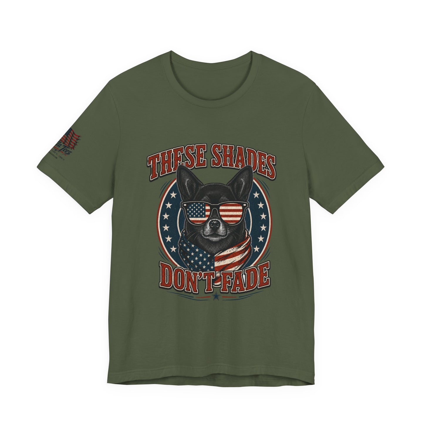 These Shades Don't Fade — Black Chihuahua American Flag Tee