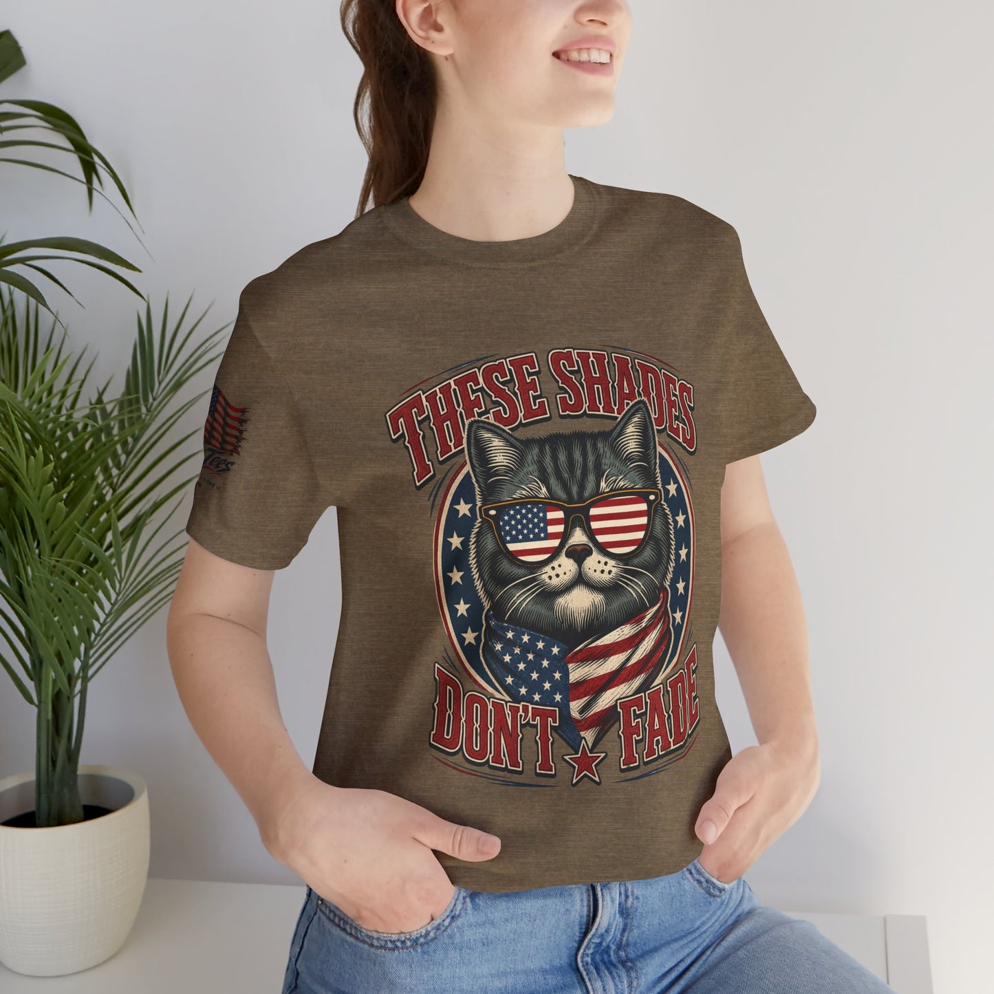 These Shades Don't Fade — Tabby Cat American Flag Tee