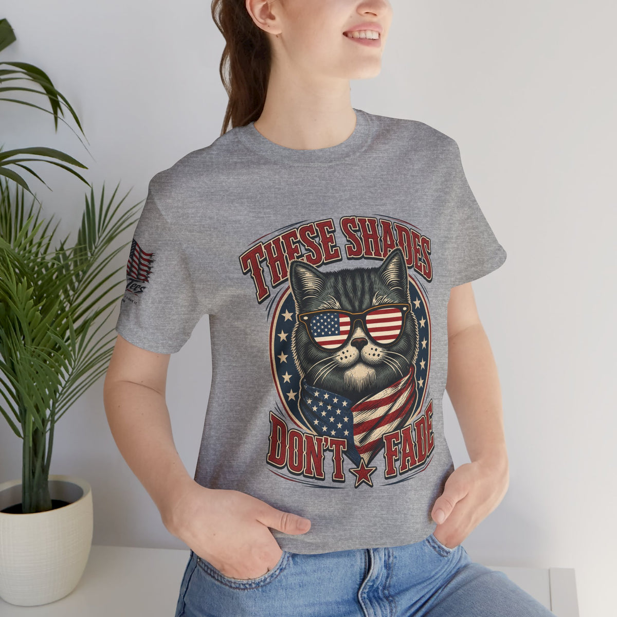 These Shades Don't Fade — Tabby Cat American Flag Tee