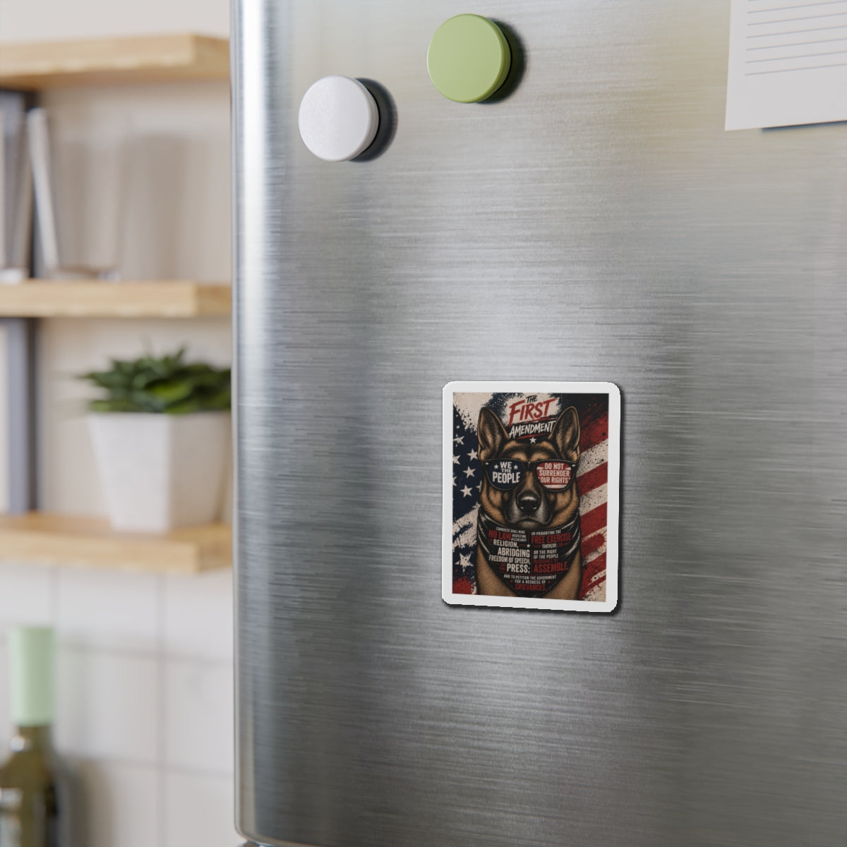 First Amendment — German Shepherd Die-Cut Magnet