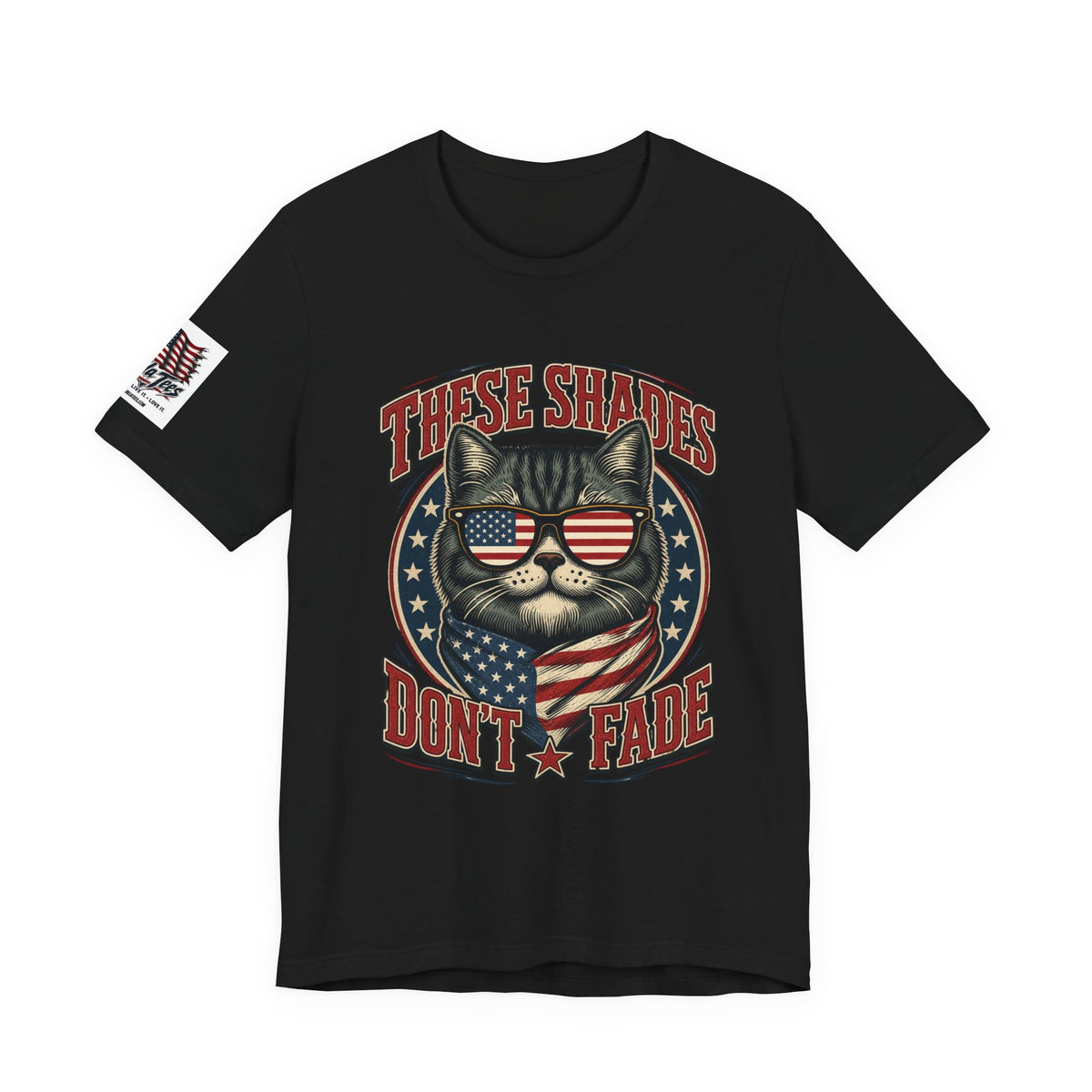 These Shades Don't Fade — Tabby Cat American Flag Tee