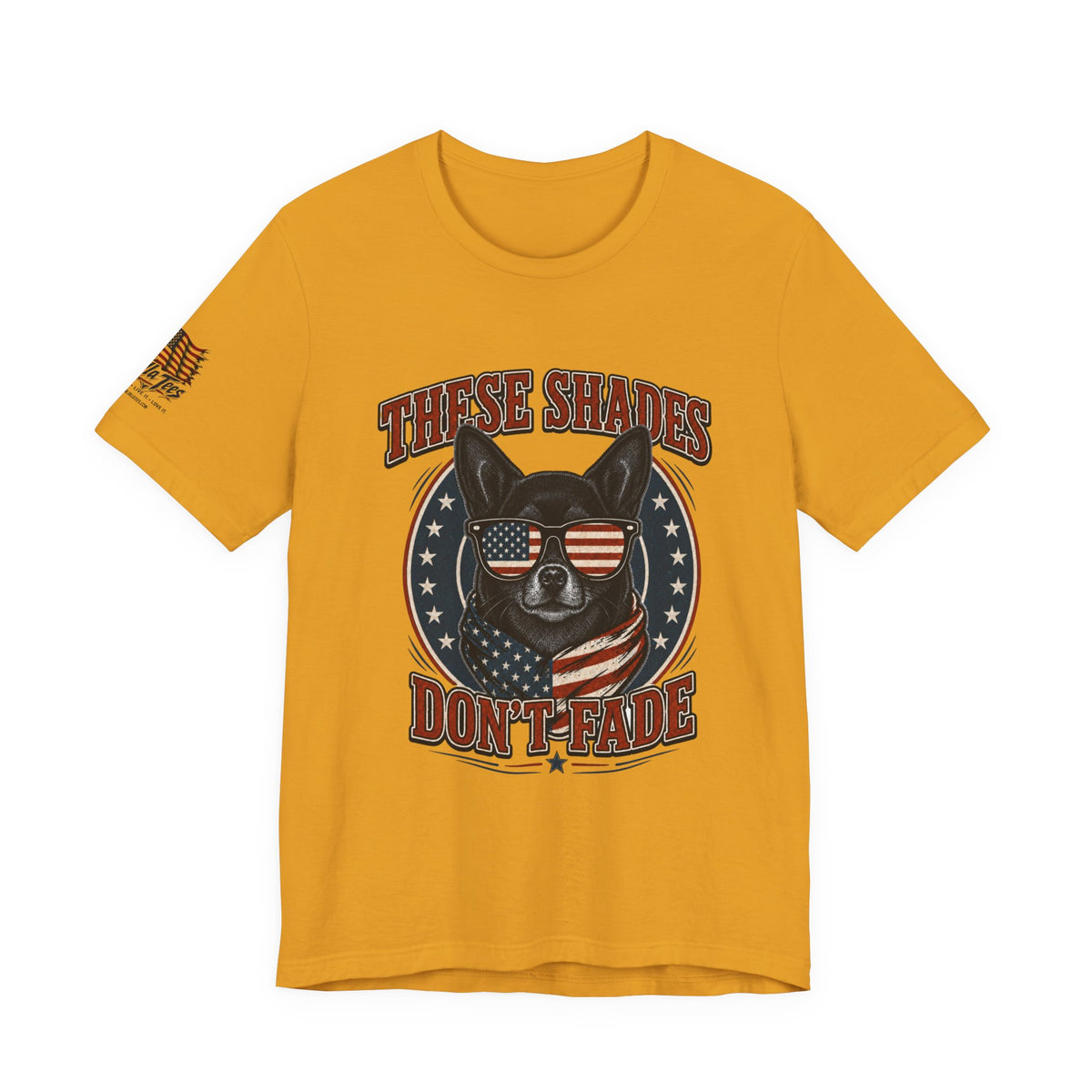 These Shades Don't Fade — Black Chihuahua American Flag Tee
