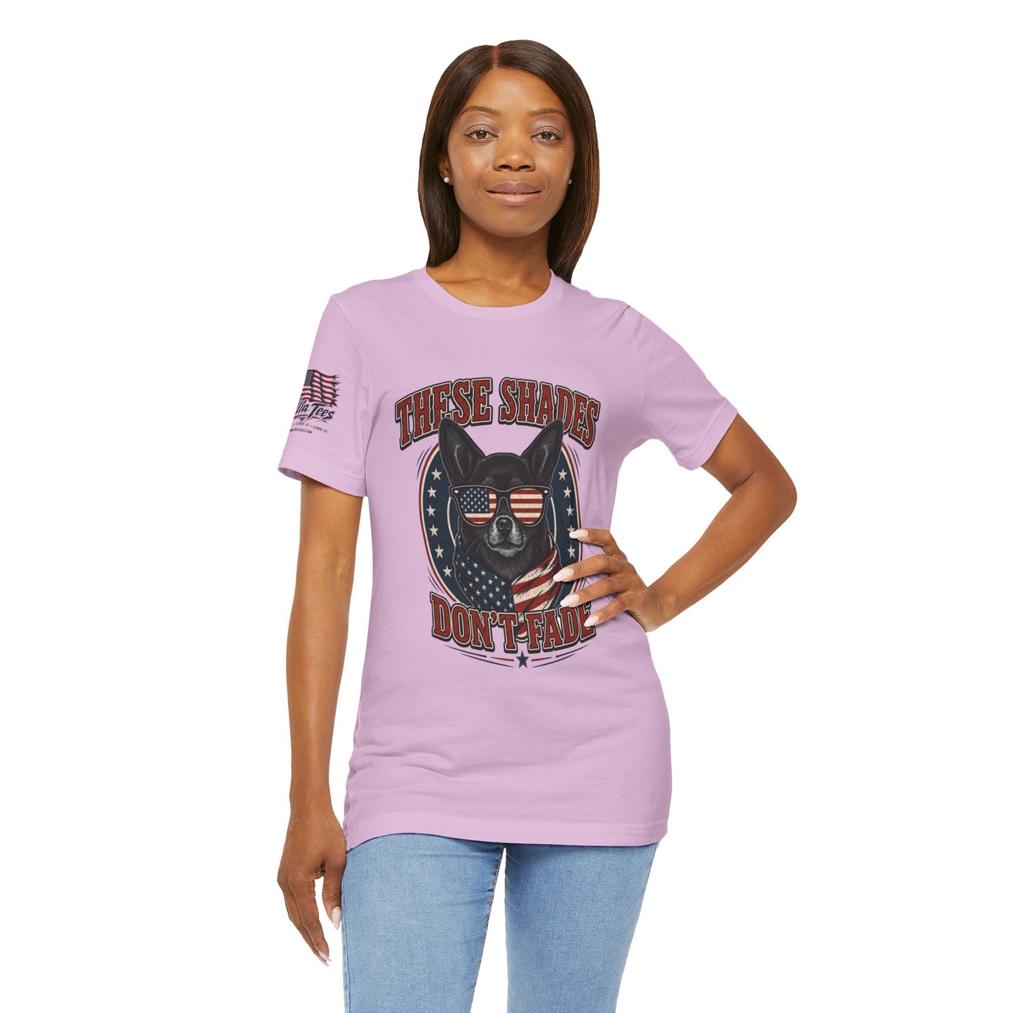 These Shades Don't Fade — Black Chihuahua American Flag Tee