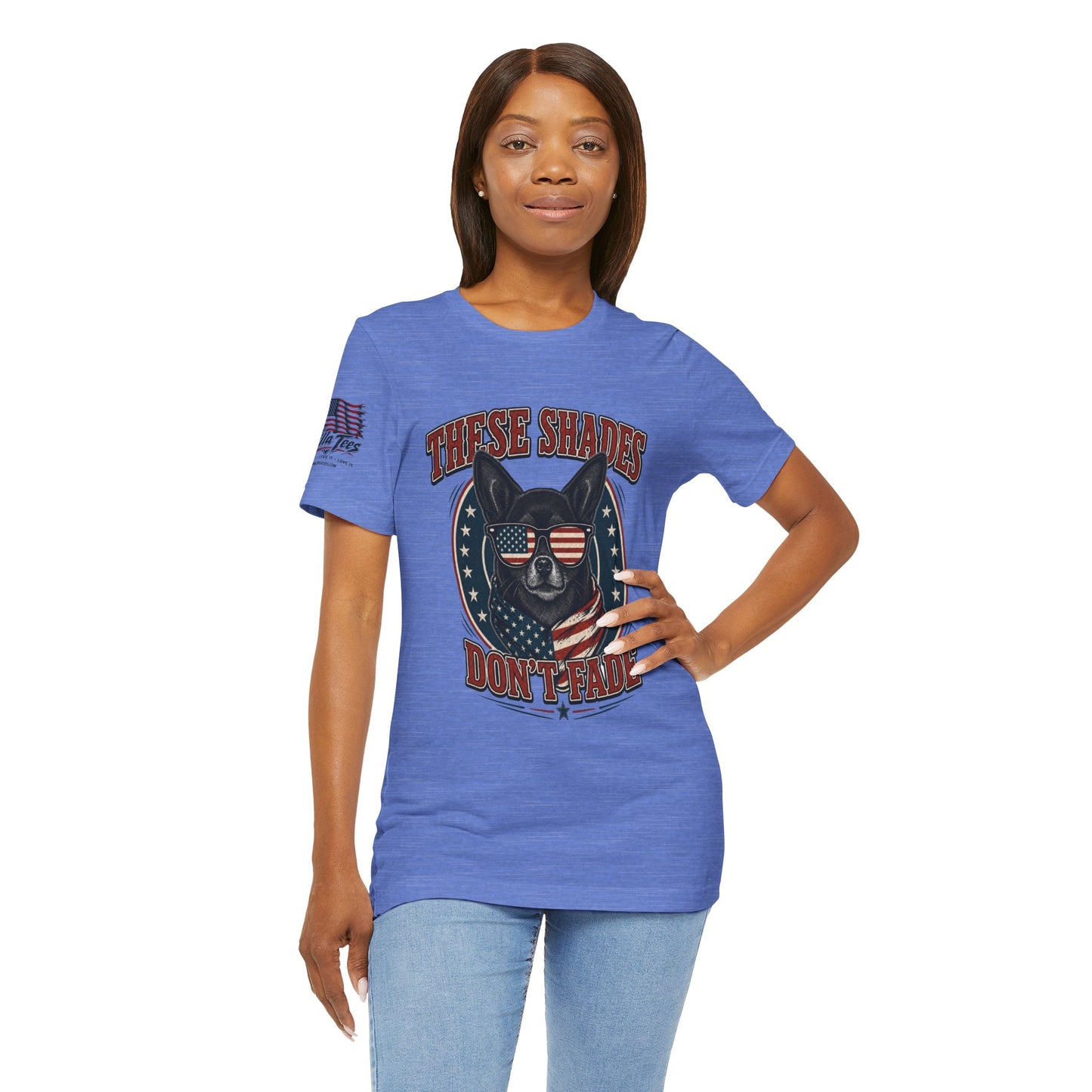 These Shades Don't Fade — Black Chihuahua American Flag Tee