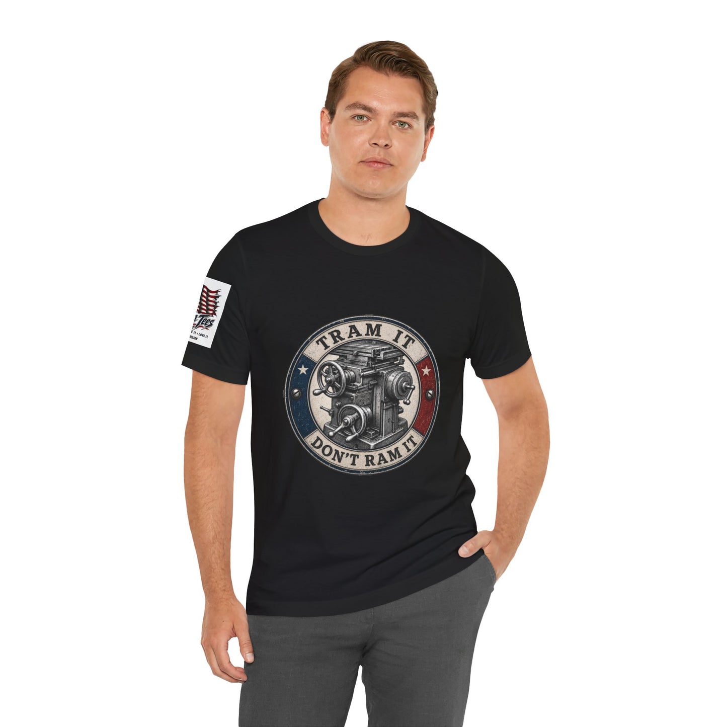 Knee Mill Machinist Tee — Tram It, Don't Ram It