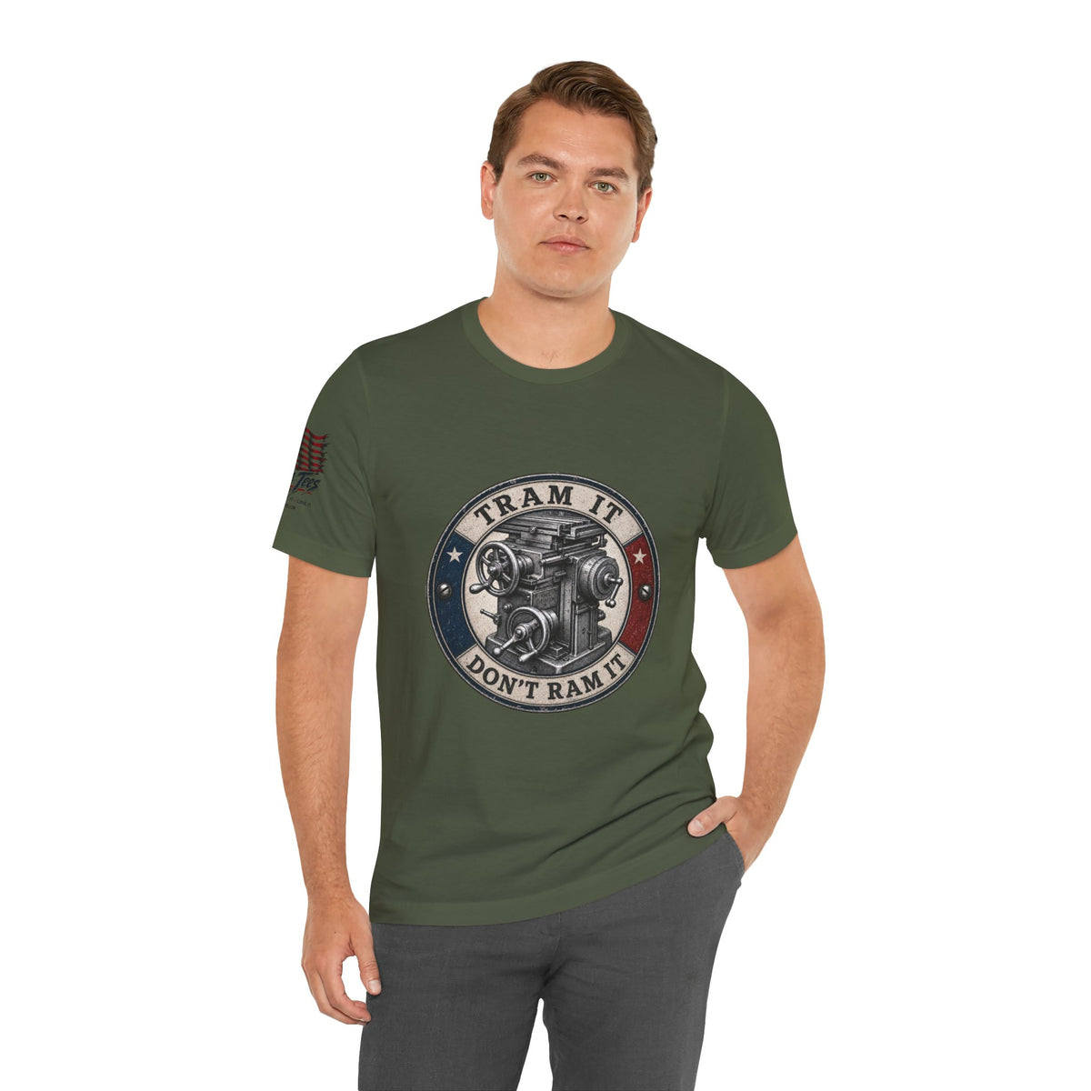 Knee Mill Machinist Tee — Tram It, Don't Ram It