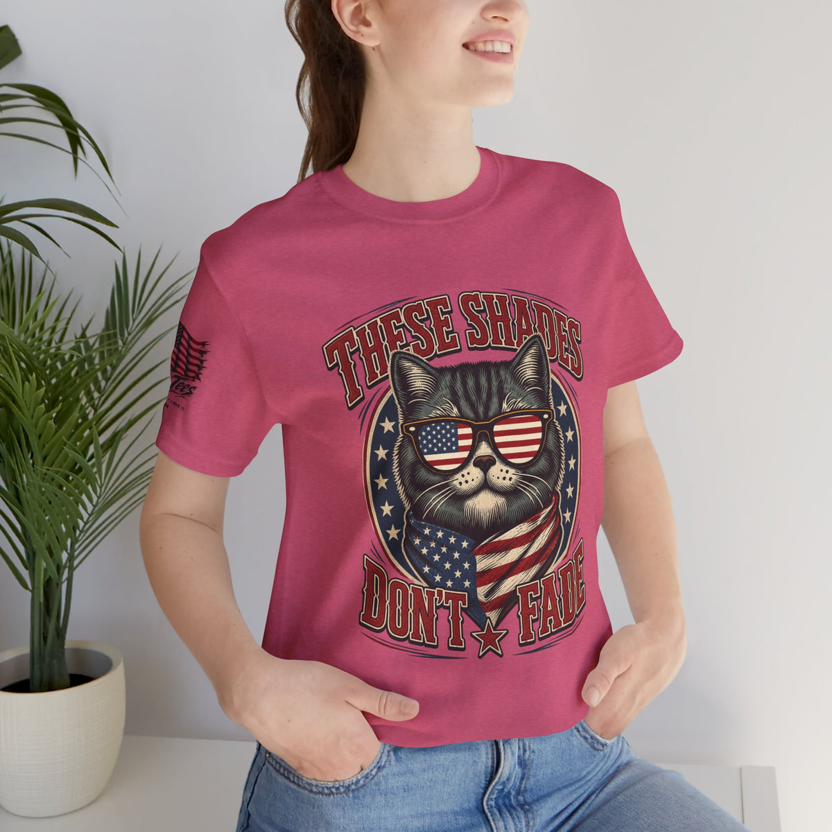 These Shades Don't Fade — Tabby Cat American Flag Tee