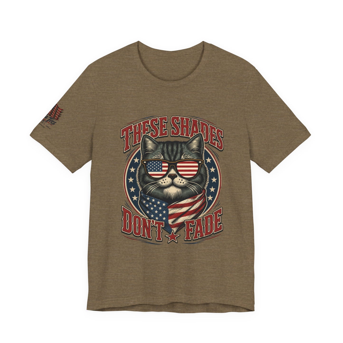 These Shades Don't Fade — Tabby Cat American Flag Tee