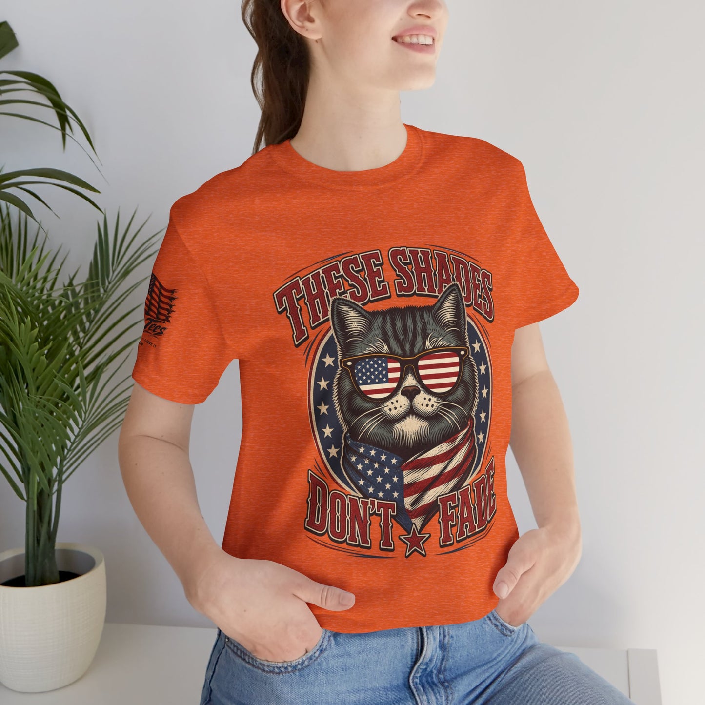 These Shades Don't Fade — Tabby Cat American Flag Tee