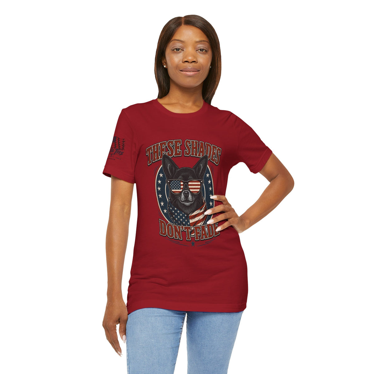 These Shades Don't Fade — Black Chihuahua American Flag Tee