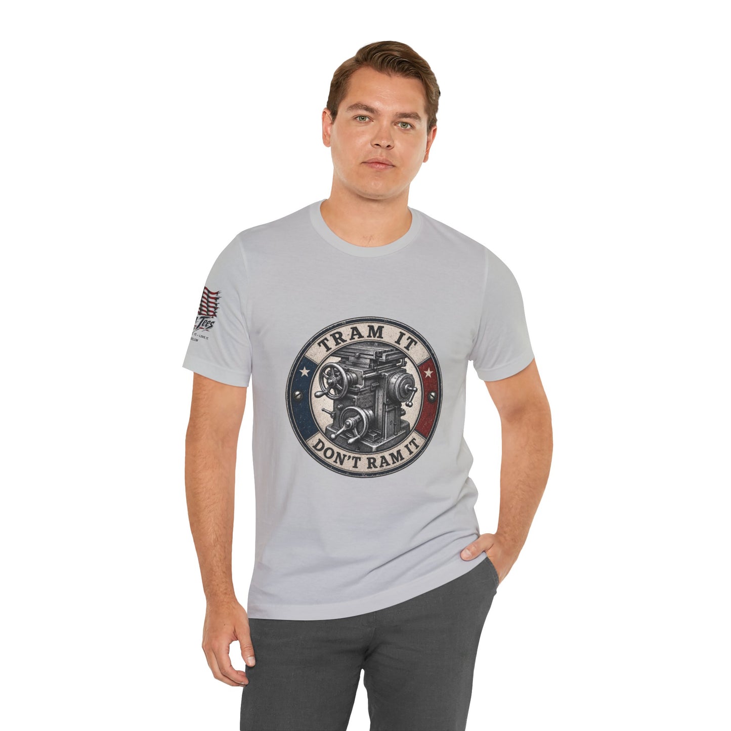 Knee Mill Machinist Tee — Tram It, Don't Ram It